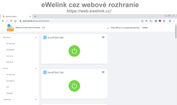 eWelink web interface (webové rozhranie)