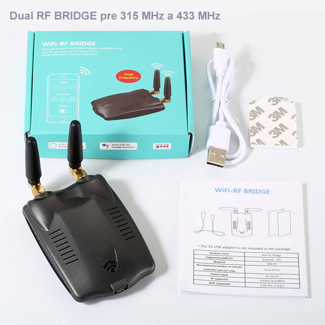 Dual RF Bridge pre 315 MHz a 433 MHz RF diaľkové ovládače