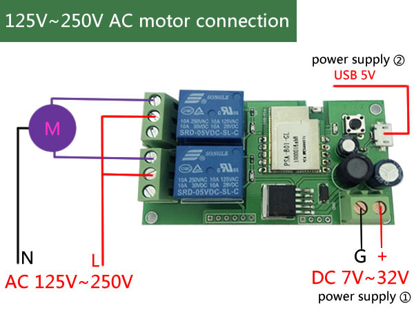 Sonoff - motor v smere alebo proti smere hodinových ručičiek