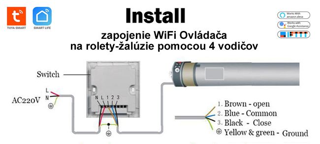 Zapojenie WiFi inteligentného Ovládača na rolety-žalúzie Tuya Smart Life