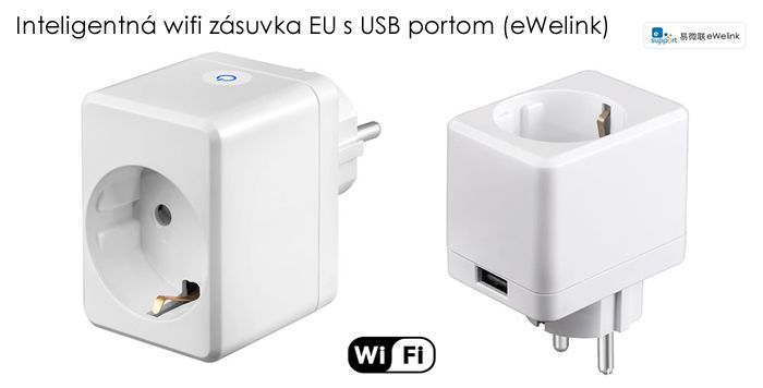 Inteligentná wifi zásuvka EU s USB portom (eWelink)