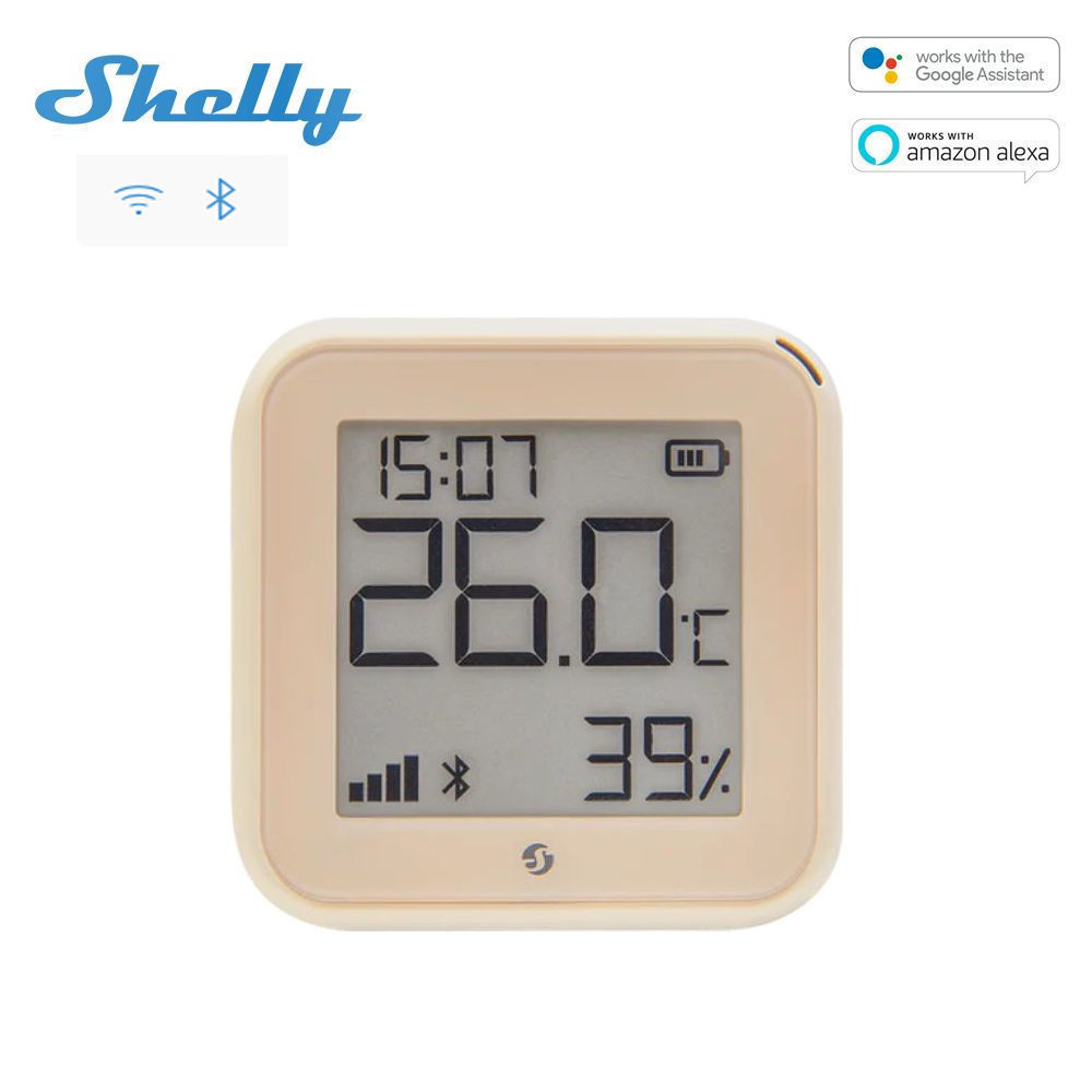 Shelly PLUS GEN3 H&T Wi-Fi + Bluetooth senzor vlhkosti a teploty s displejom Mocha
