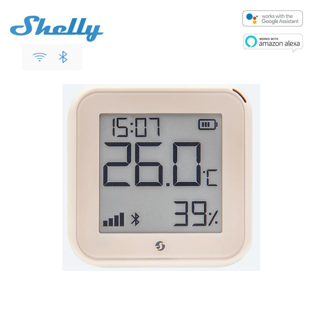 Shelly PLUS GEN3 H&T Wi-Fi + Bluetooth senzor vlhkosti a teploty s displejom Slonovinová