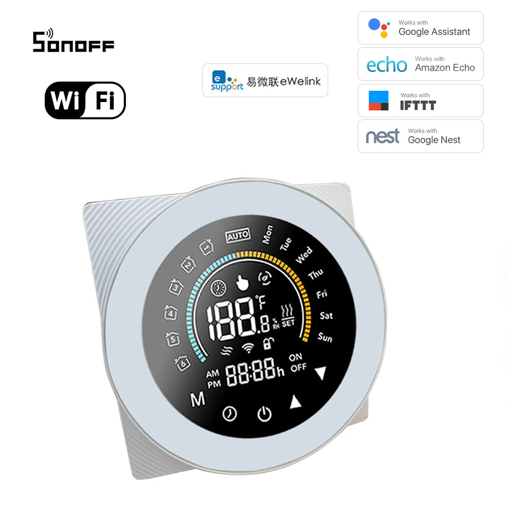 WiFi Dotykový eWelink Typ A (5A) (otvorený/zatvorený) Termostat Biela