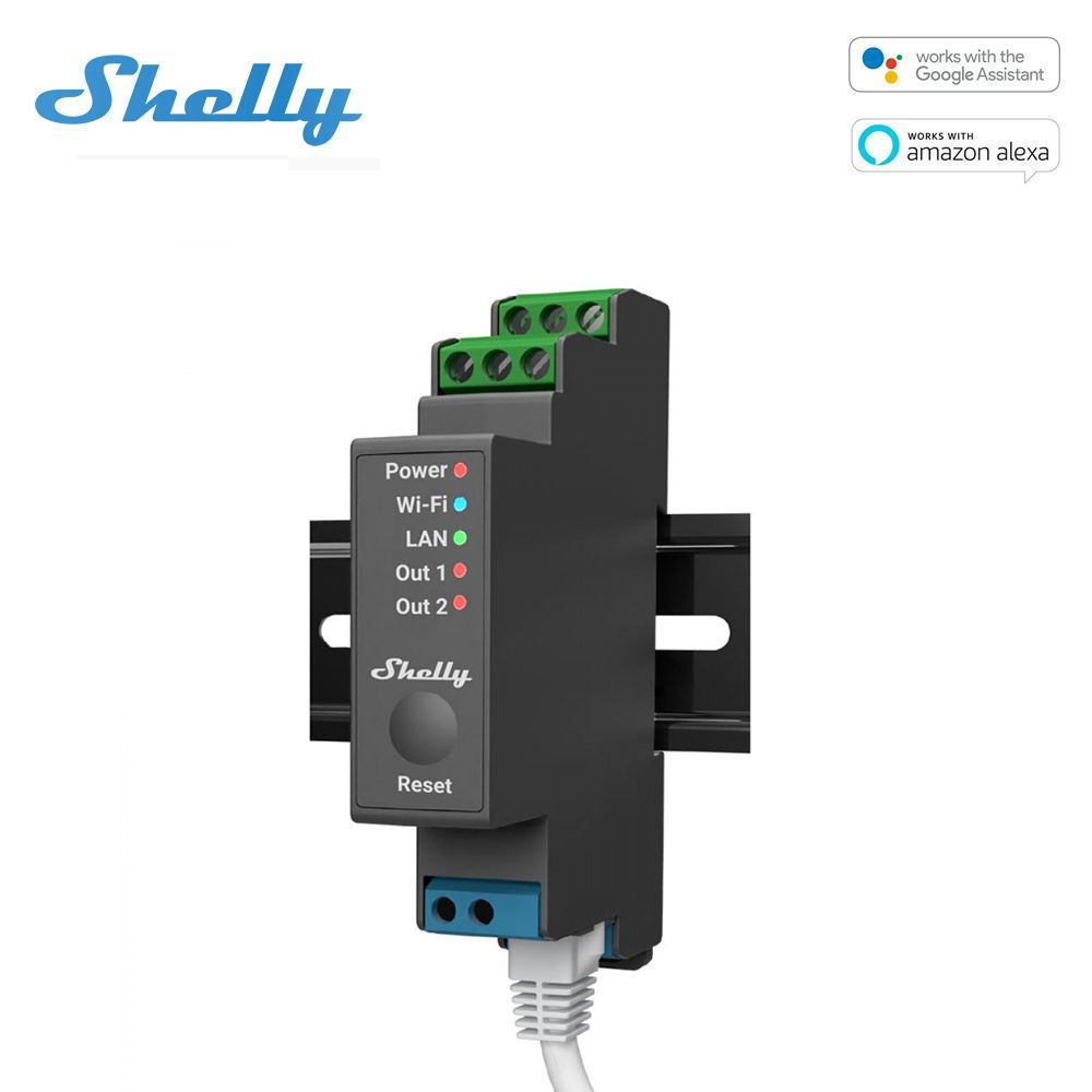 Shelly Pro 2 kanálový spínač s montážou na DIN lištu