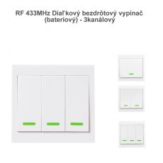 RF 433MHz Diaľkový bezdrôtový vypínač (bateriový) - 3 kanálový