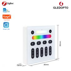 GLEDOPTO 4-zónový LED RF bezdrôtový nástenný panel (pre ovládače Gledopto Pro LED), napájaný z batérie