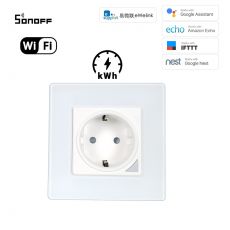WiFi inteligentná zásuvka sklenená S16A + Bluetooth (eWeLink - Diaľkovo ovládaná) + Meranie spotreby
