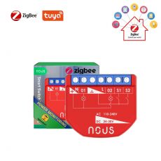 Inteligentný mini reléový modul Nous B3Z Tuya Zigbee s meračom spotreby a prepínacím vstupom, 2-kanálový